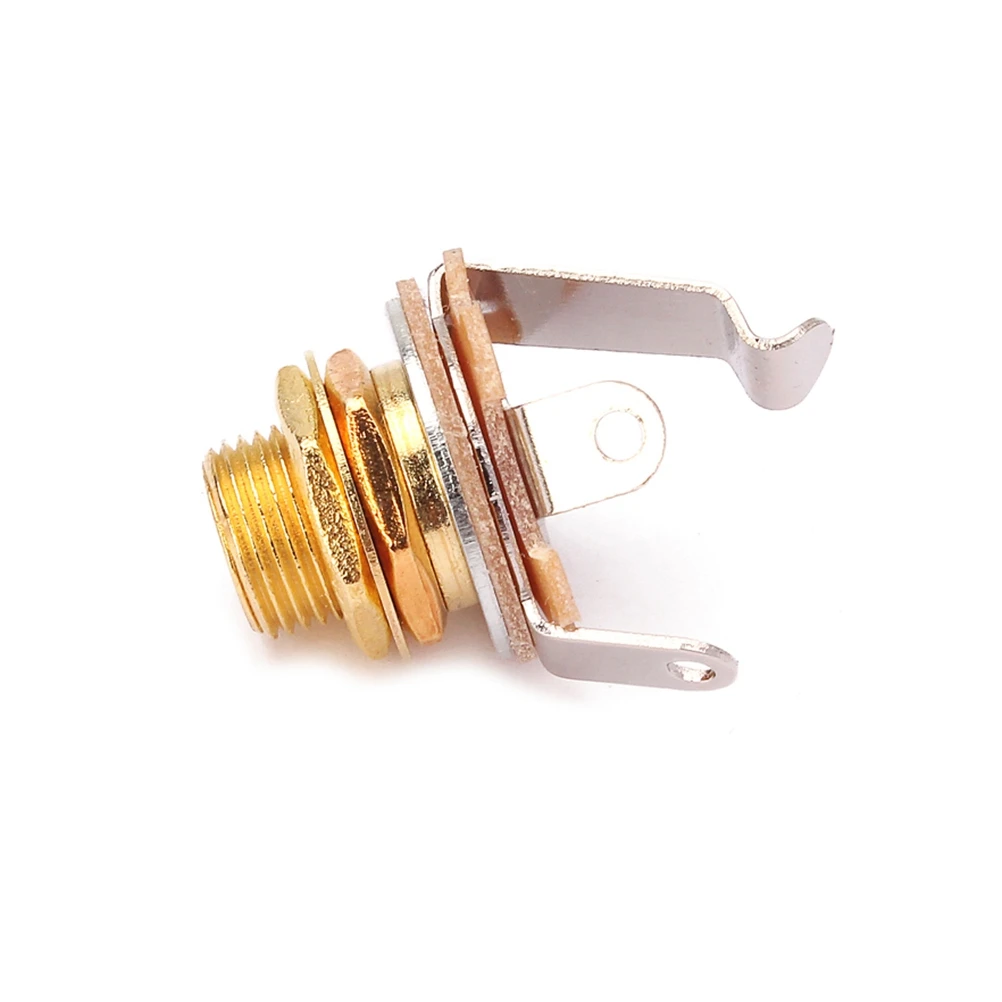 

10 pcs 1/4 Inch 6.35Mm Golden Guitar Output Jack Socket Connector Panel Mount Replacement For Acoustic Electric Bass Guitar