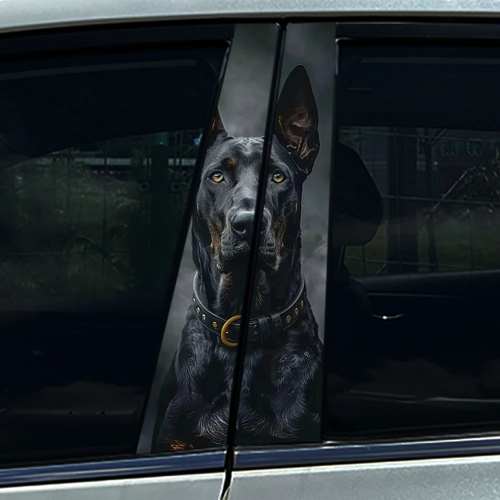 

2PCS Doberman Dog Car B Pillar Sticker Waterproof Realistic Pet Vinyl Decal Auto Window Decor Exterior Accessories