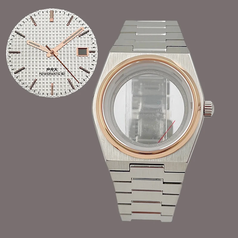 40 مللي متر ارتفع الذهب PRX سوبر لاعب ساعة حافظة الياقوت الزجاج يناسب NH35 NH36 NH38 7S26 4R حركة متعدد الألوان الهاتفي الأيدي أجزاء