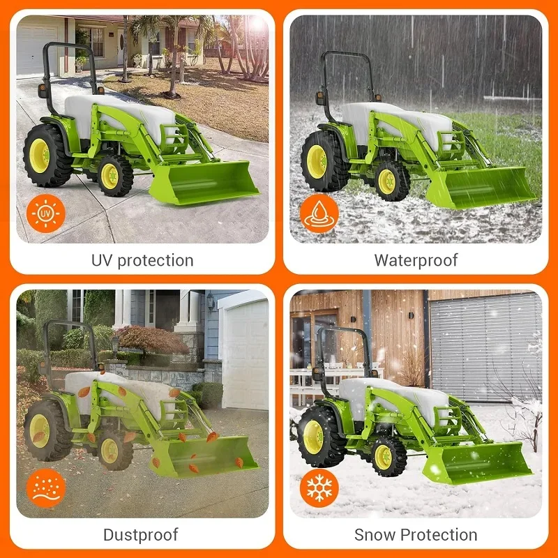800D Oxford Grey Heavy Tractor Cowling Cover Waterproof Windproof Dust Cover For Kubota/John Deere/Mahindra/Bobcat Tractor Cover