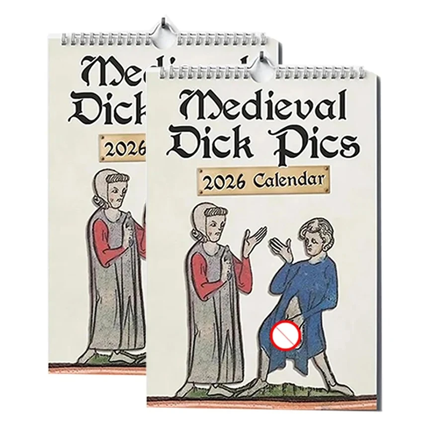 1/2pcs 2026 Medieval Humor Wall Calendar, Bawdy Historical Art for History Buffs, Perfect Gag Gift for Prankster Friends