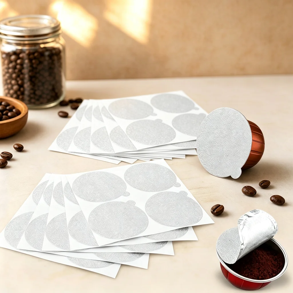 200Pcs Aluminum Foils Lids Seals 64mm Coffee Pod Lid Stickers Filling Disposable Empty for Nespresso Vertuo Capsules Coffee Pod