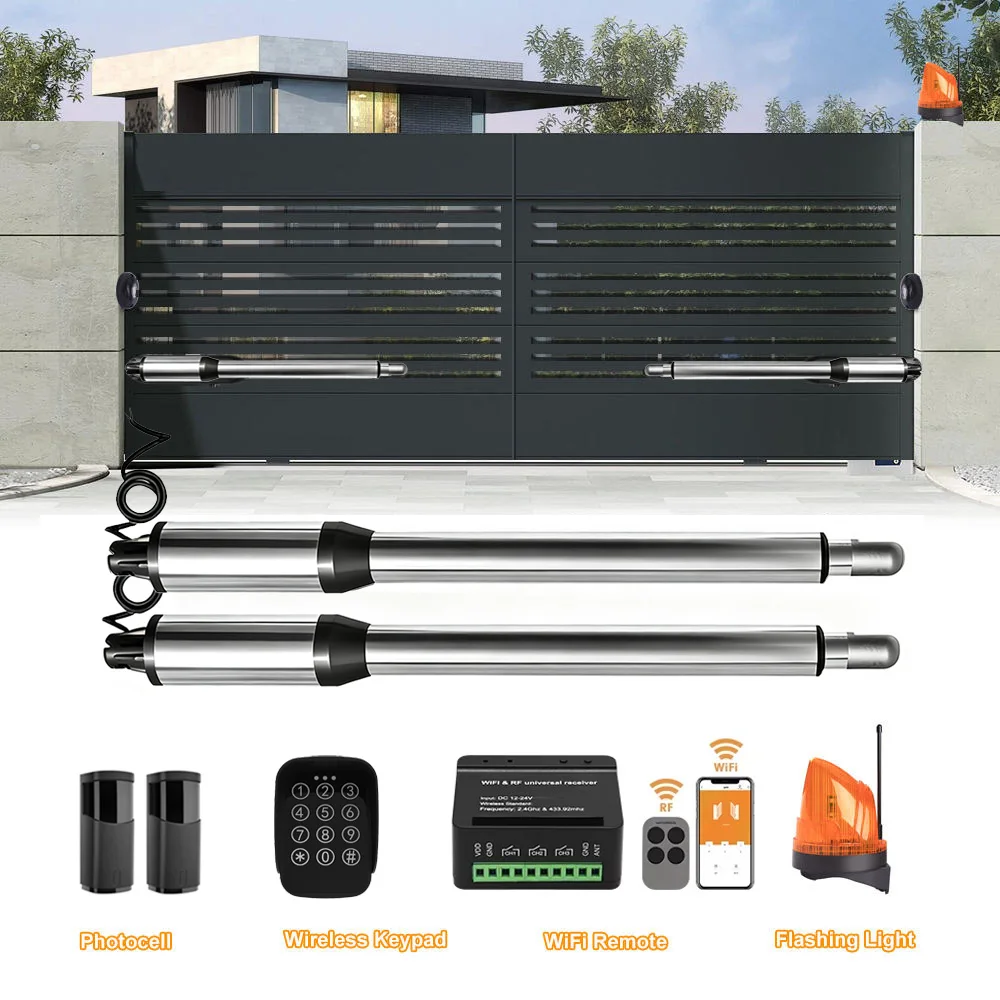 WiFi Camera Control Electric Gate Openers Light Duty Dual Swing Gate Openers Automatic Gate Motor 40W AC Powered Up to 400KGS