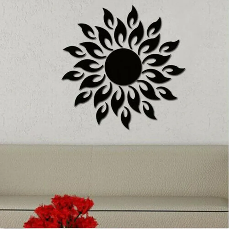 3D Mirror Sun Flower Art Removable Wall Sticker Acrylic Mural Decal Home Room Decor Hot