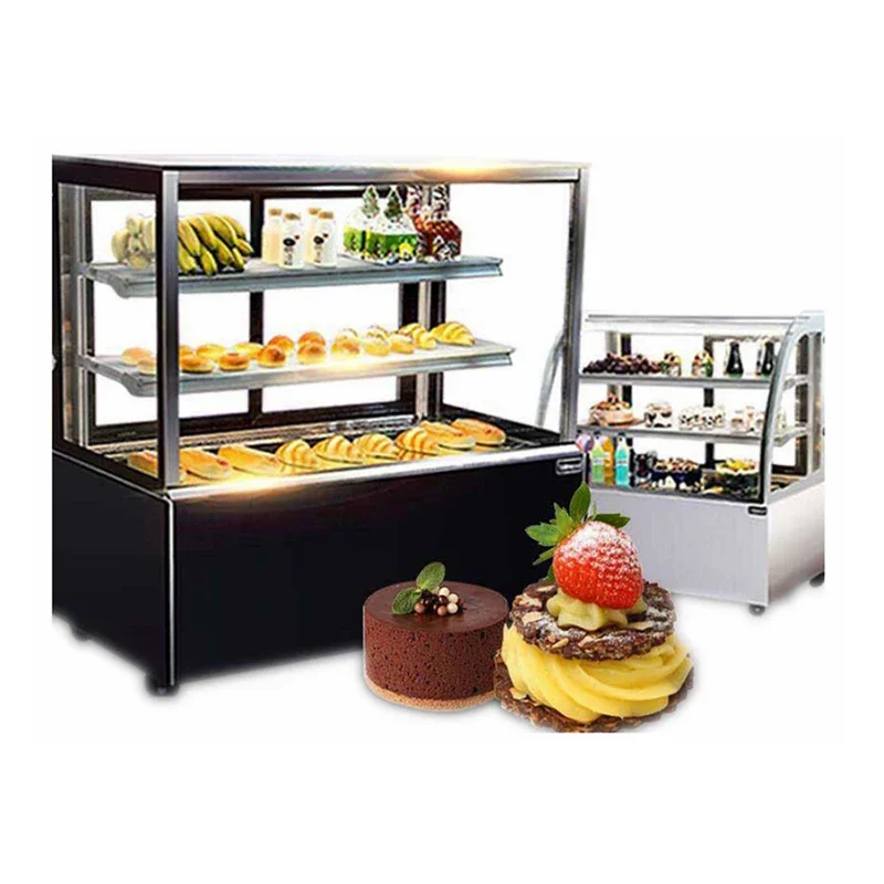 

Square Glass Cake Showcase Chiller Bakery Display Case Refrigerated Cooler Cabinet