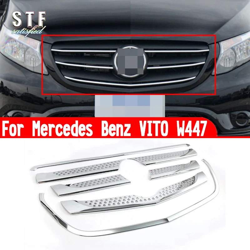 For Mercedes Benz VITO W447 2016-2021 Car Accessories Front Grille Around Center Trim Molding Decoration Stickers