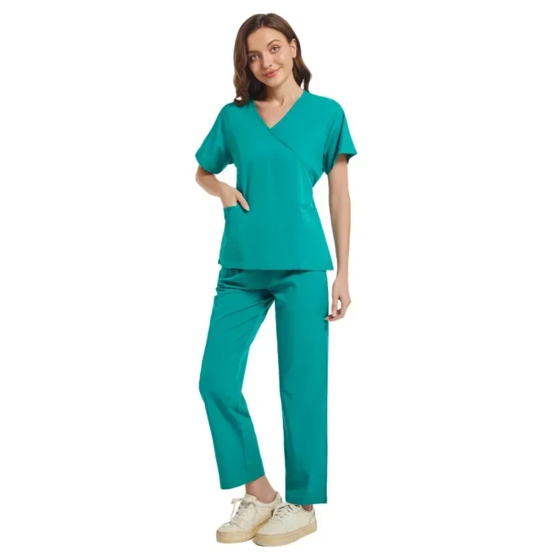 Conjunto de esfrega de enfermagem médica feminina, Uniforme cirúrgico feminino, Esfoliação elástica, Médicos e enfermeiros, Atacado