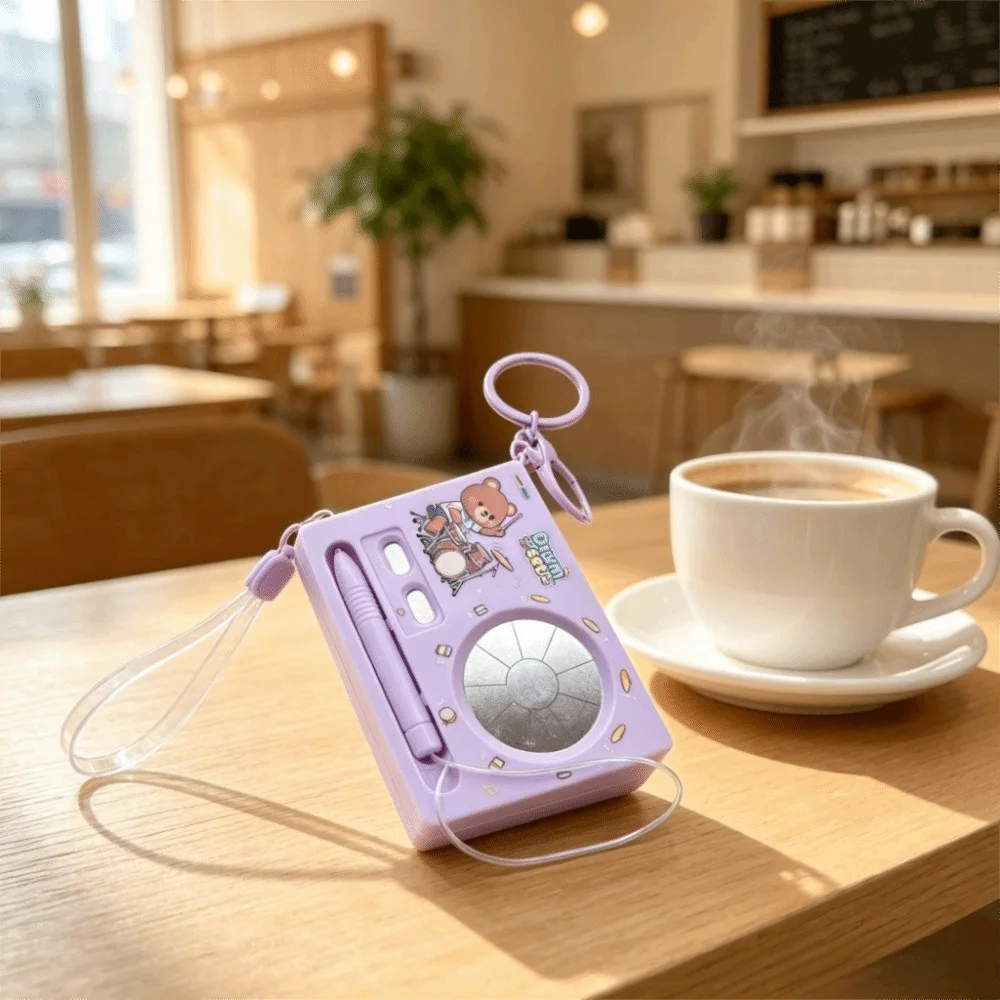 Recording Function Electronic Drum Keychain Mini Size Portable Electronic Piano Drum Keychain Playable Cute Music Keychain
