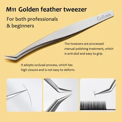 Gollee Sliver Stainless Steel Tweezers Anti-static For Eyelash Extension Careful Storage High precision Divide Volume Eyelash