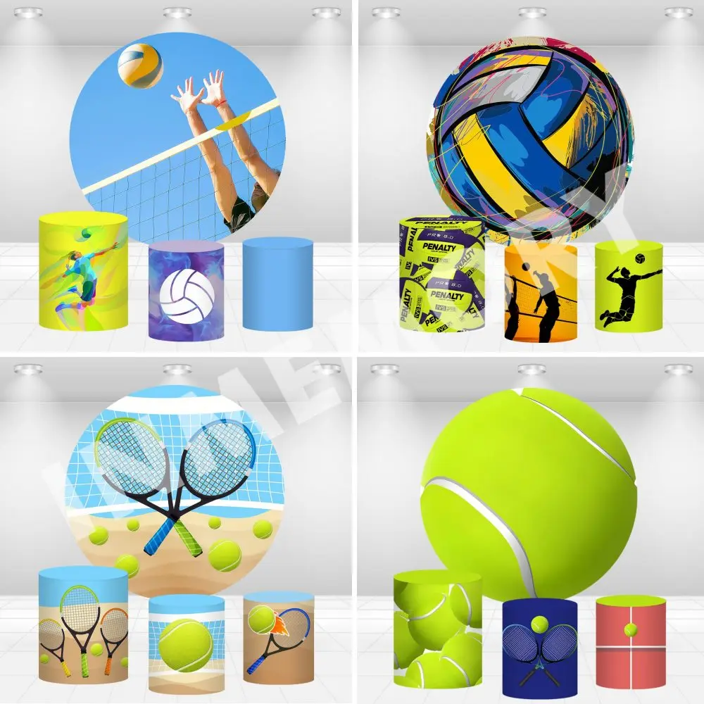 Beach Volleyball theme Round Backdrop Children Birthday Party Supplies Tennis Sports Circle Background Cake Table Plinth Covers