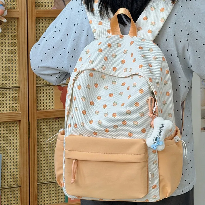  Floral Print Student Backpack Women's Lightweight Commuter Bag Double Shoulder Pack Traveling Shopping Korean Style Sma...
