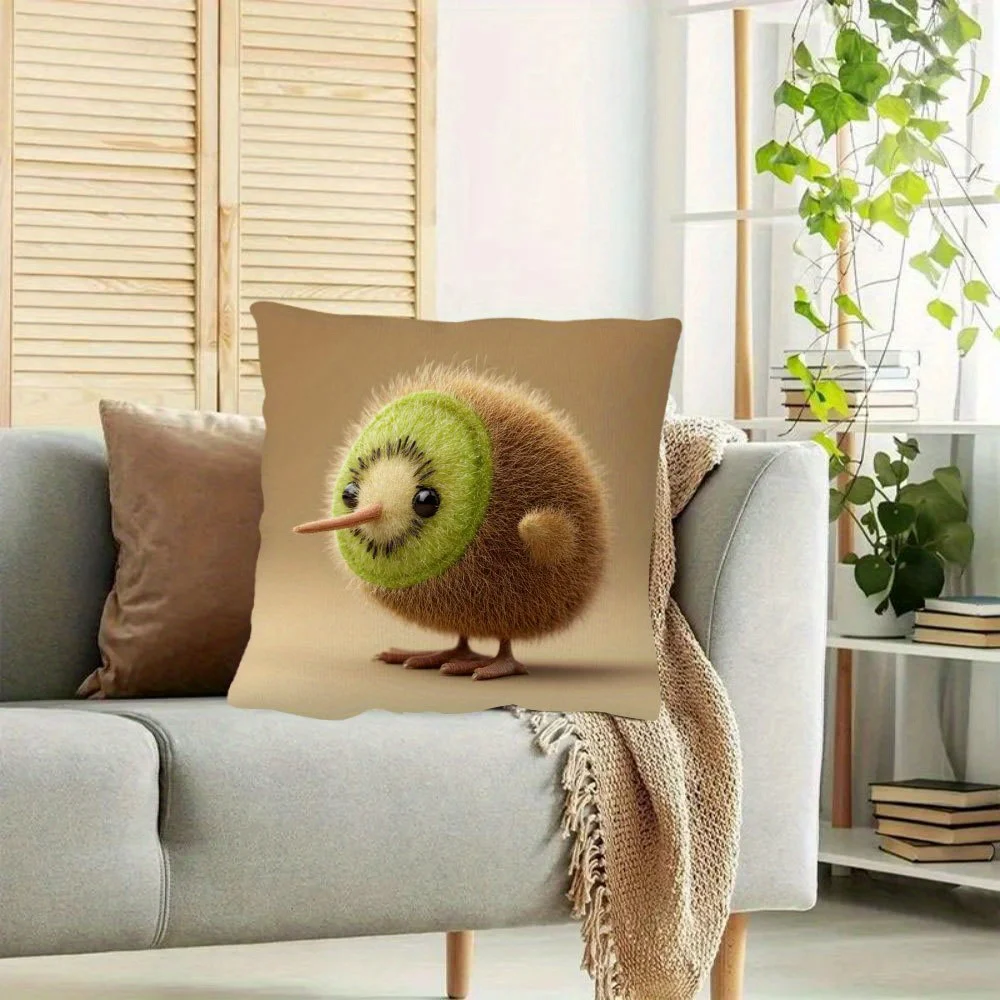 Double Sided Realistic Kiwi Fruit Slice Pattern Decorative Throw Pillow Case Green Tropical Art Cushion Cover for Sofa Home