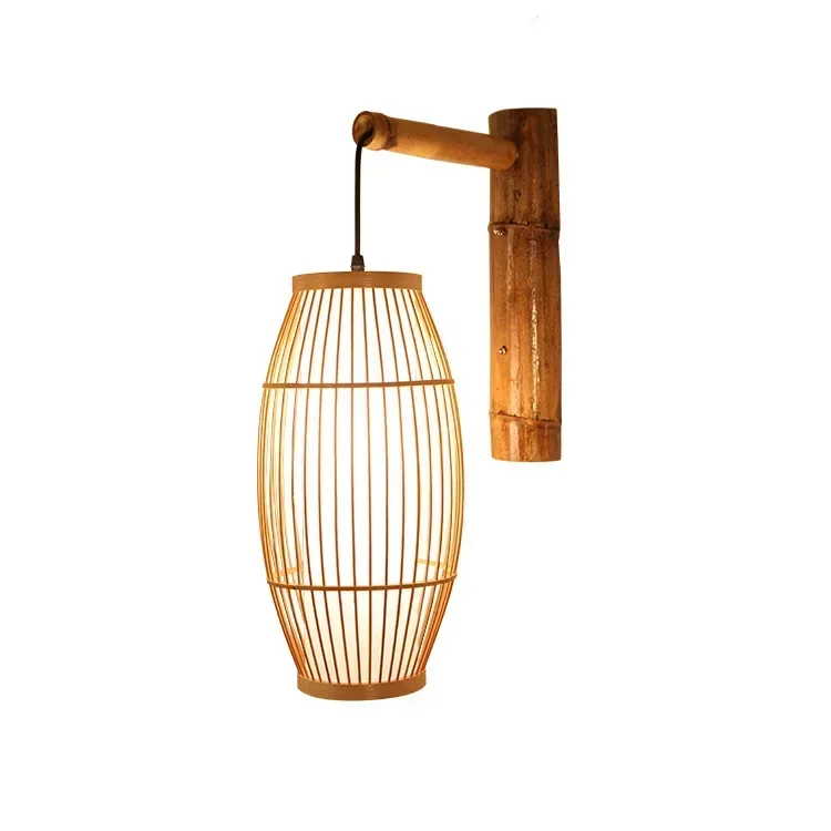 New Chinese bamboo art wall lamp restaurant bedroom retro led bamboo wall lamp