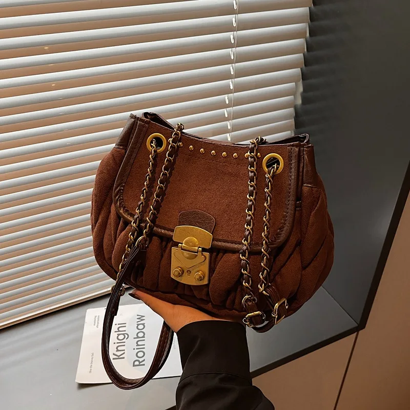 

Niche Design Shoulder Bag Women's Pleated Fashion Bucket Bag