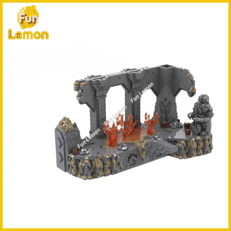 Underground Cave Stone Bridge MOC Building Blocks Mysterious Abyss Scene DIY Desktop Brick Decor