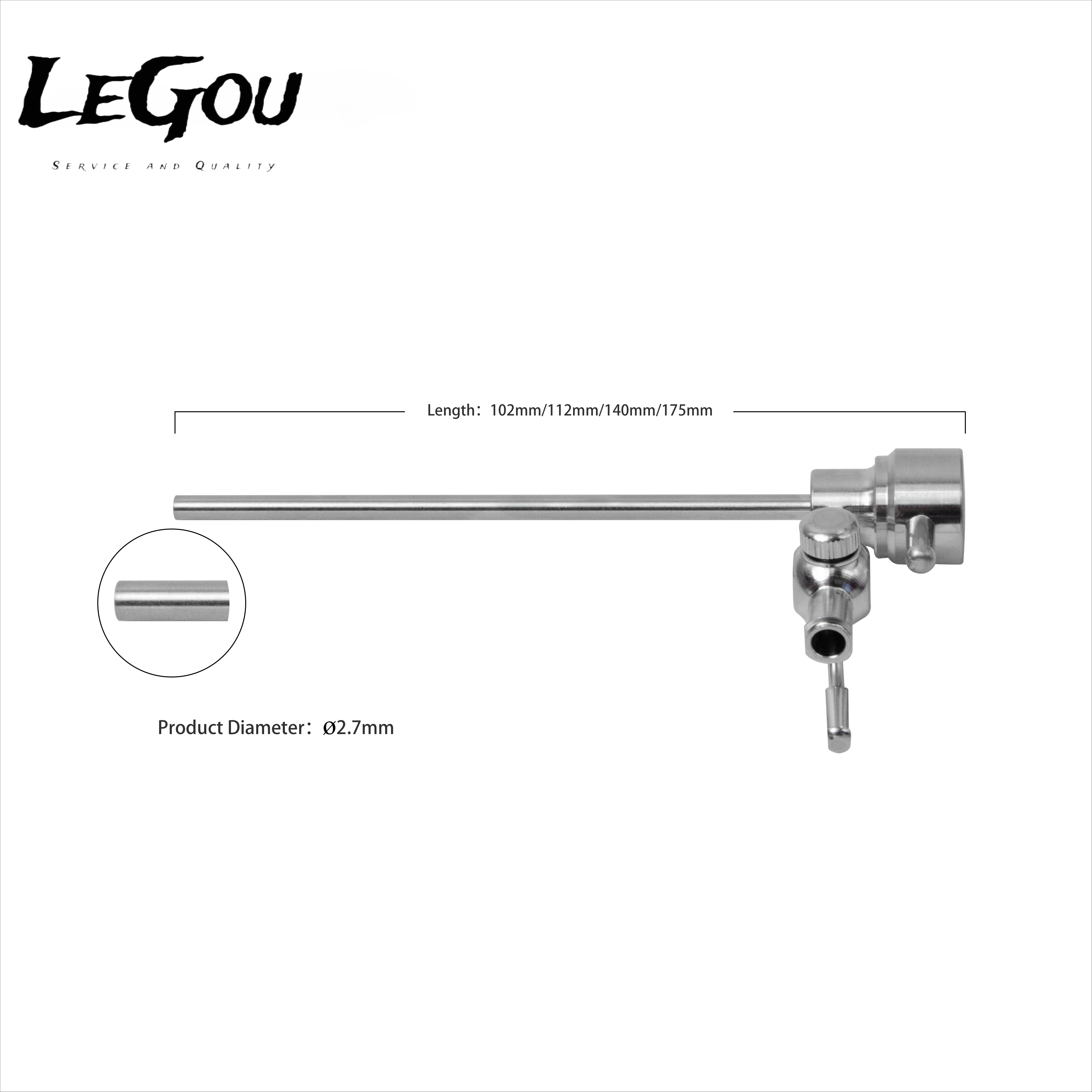 LeGou Professional Reusable 2.7*102mm Stainless Steel ENT Flusher for Instruments Manual Power Source