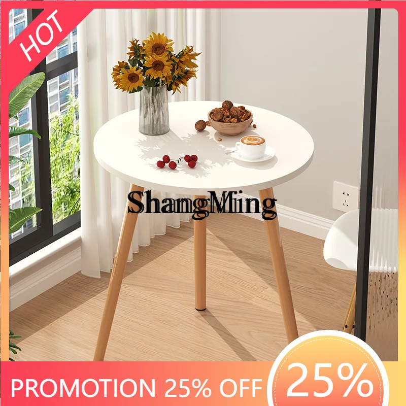 FG good-looking Small Coffee Cream Style Small Round Table Movable Sofa SmallLiving Room Coffee Side Table Flower Bedside T