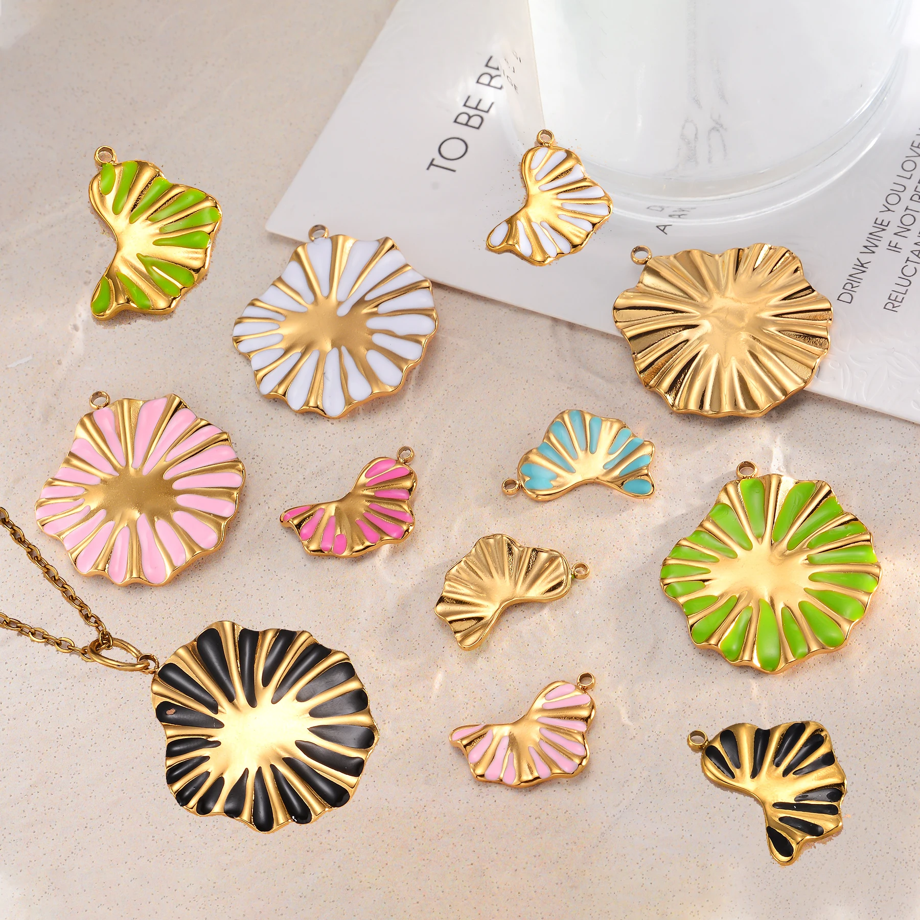 

10pcs Pretty Enamel Charms Flowers Stainless Steel Pendants For Making Necklace Keychains Handmade DIY Accessories Jewelry
