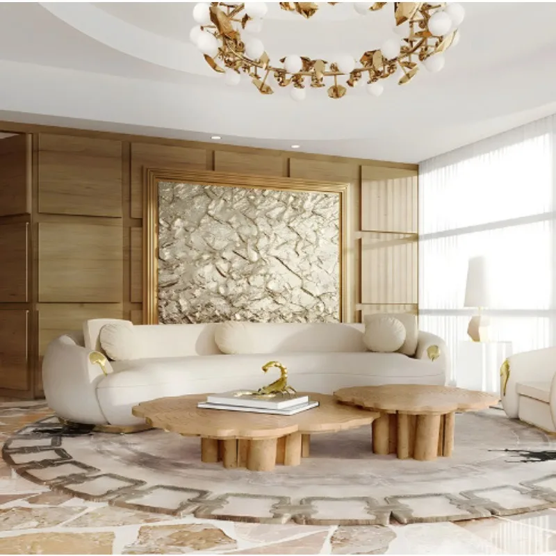 High-end atmospheric stainless steel special-shaped modern light luxury high and low combination art round