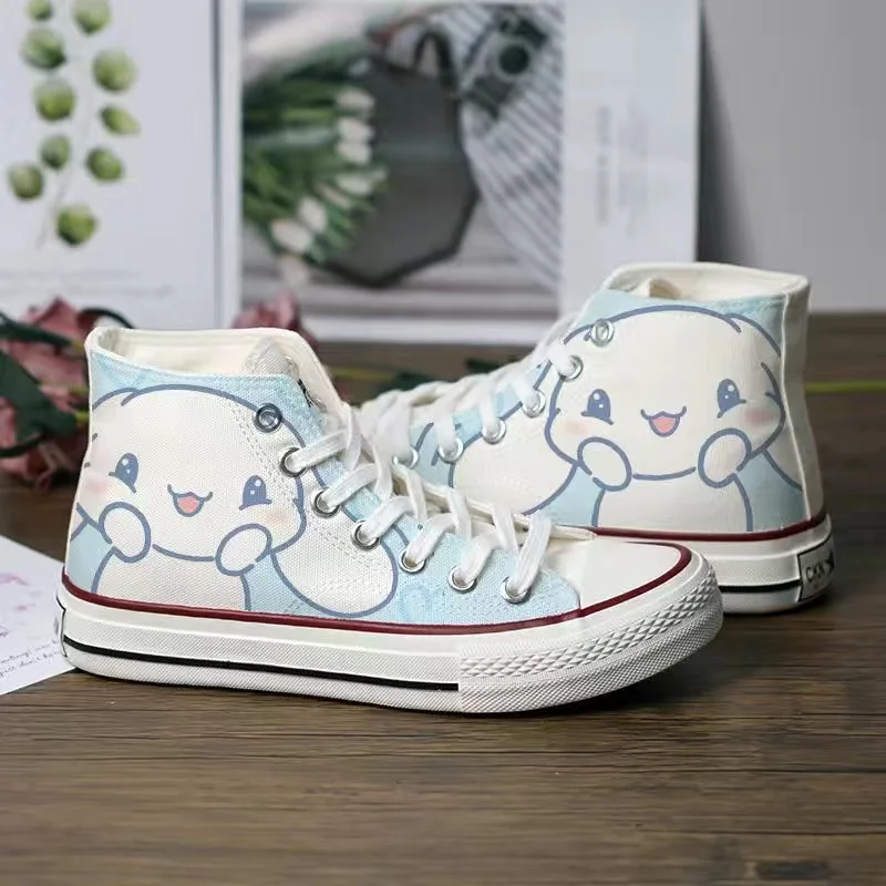 Sanrio Cute Kuromi Canvas Shoes Women 2024 New Cartoon My Melody Versatile Board Shoes Cinnamoroll Hello Kitty Shoes for Women