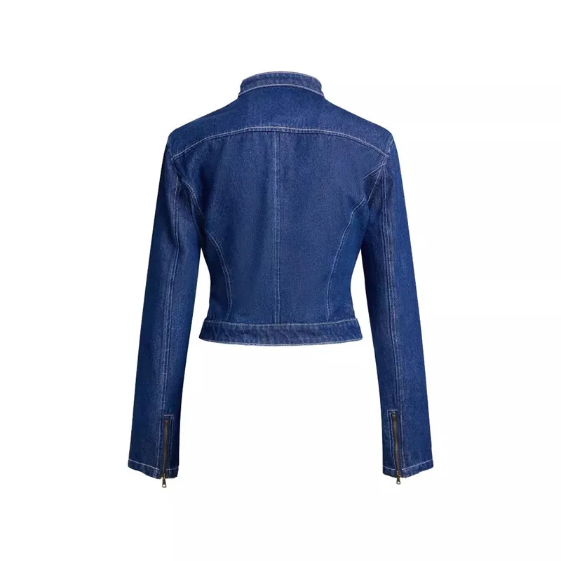 Zestaw: Krótka kurtka motocyklowa z guzikami, kurtka jeansowa i spódnica, model Lioness Australia 2025, nowa kolekcja, styl hot girl.