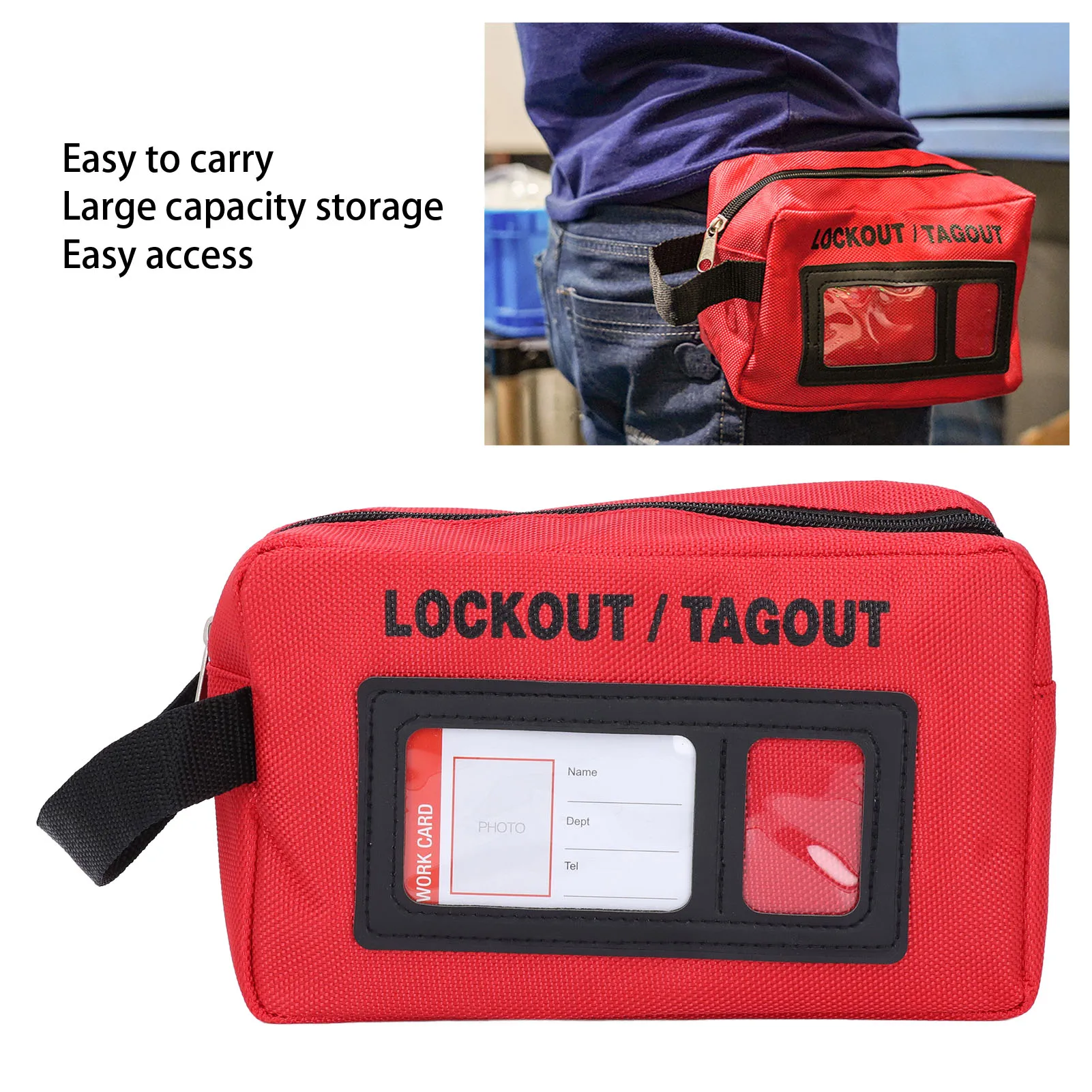 Lockout Bag High Strength Back Hook and Loop Fasteners Lockout Tagout Storage Bag Portable Wear Resistant for Home Industry