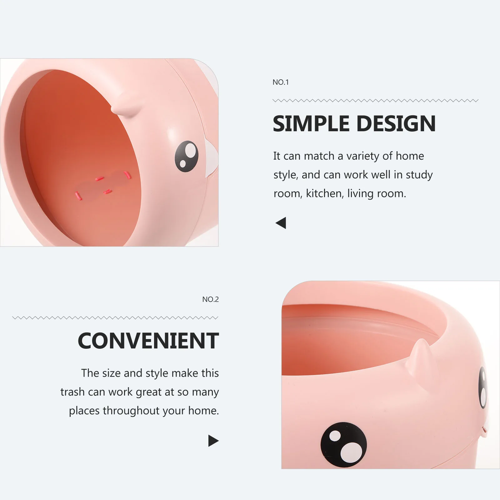 

Lidless Trash Can with Charming Dinosaur Print Large Capacity for Household Garbage Storage in Multiple Rooms Clamping Ring