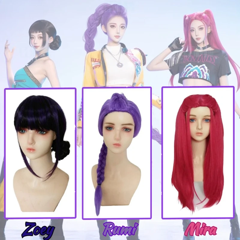 Kid Anime Kpop Dämon Hunters Perücken Cosplay für Rumi Mira Zoey Cosplay Perücken WigCap Weihnachten Halloween Cosplay Kostüme Perücken