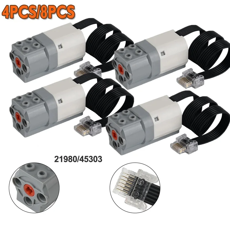 มอเตอร์ฟังก์ชั่นพลังงาน 4 ชิ้น/8 ชิ้น บล็อกตัวต่อรุ่น 2.0 รุ่น 21980 6127110 มอเตอร์ขนาดกลาง ชุดประกอบของเล่น DIY ชิ้นส่วนเทคโนโลยี