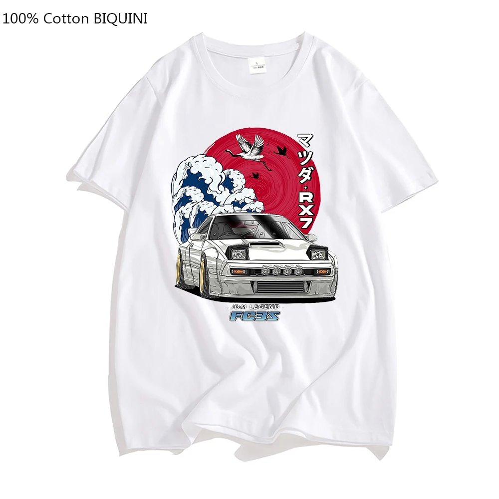 Anime Graphic T-shirt Women/Men Streetwear For JDM Crewneck tshirts Tops Y2k Oversized 100% Cotton Tee-shirt Soft