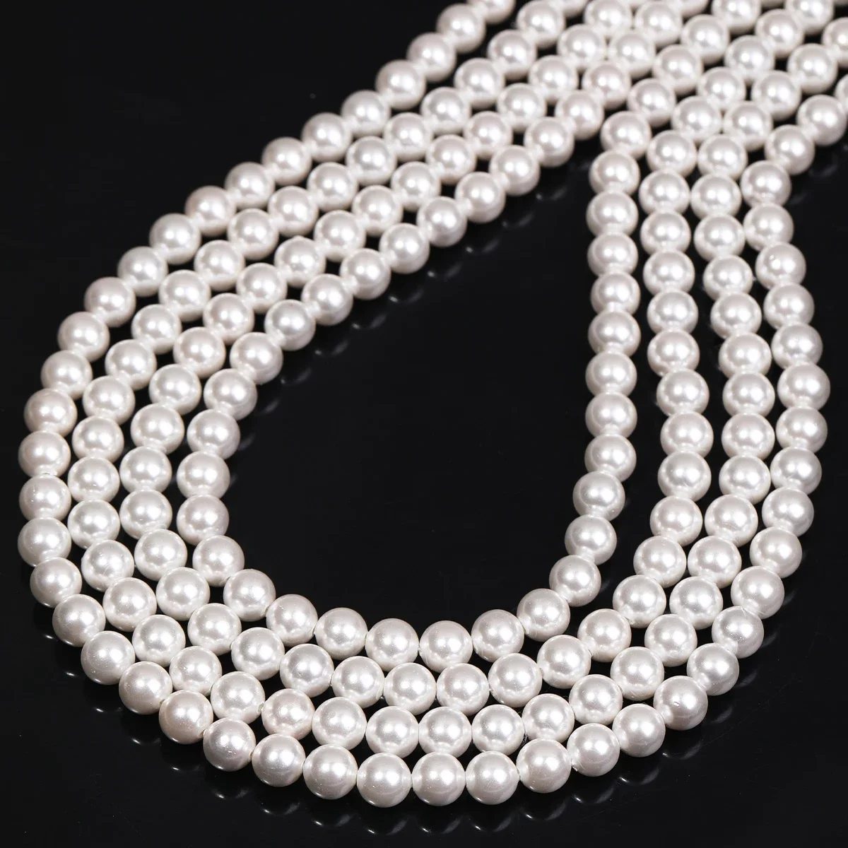6mm Round Shape Shell Beads Pearl Loose Spacer Beaded for Jewelry Making DIY Bracelet Necklace Accessories Handmade 1 strip