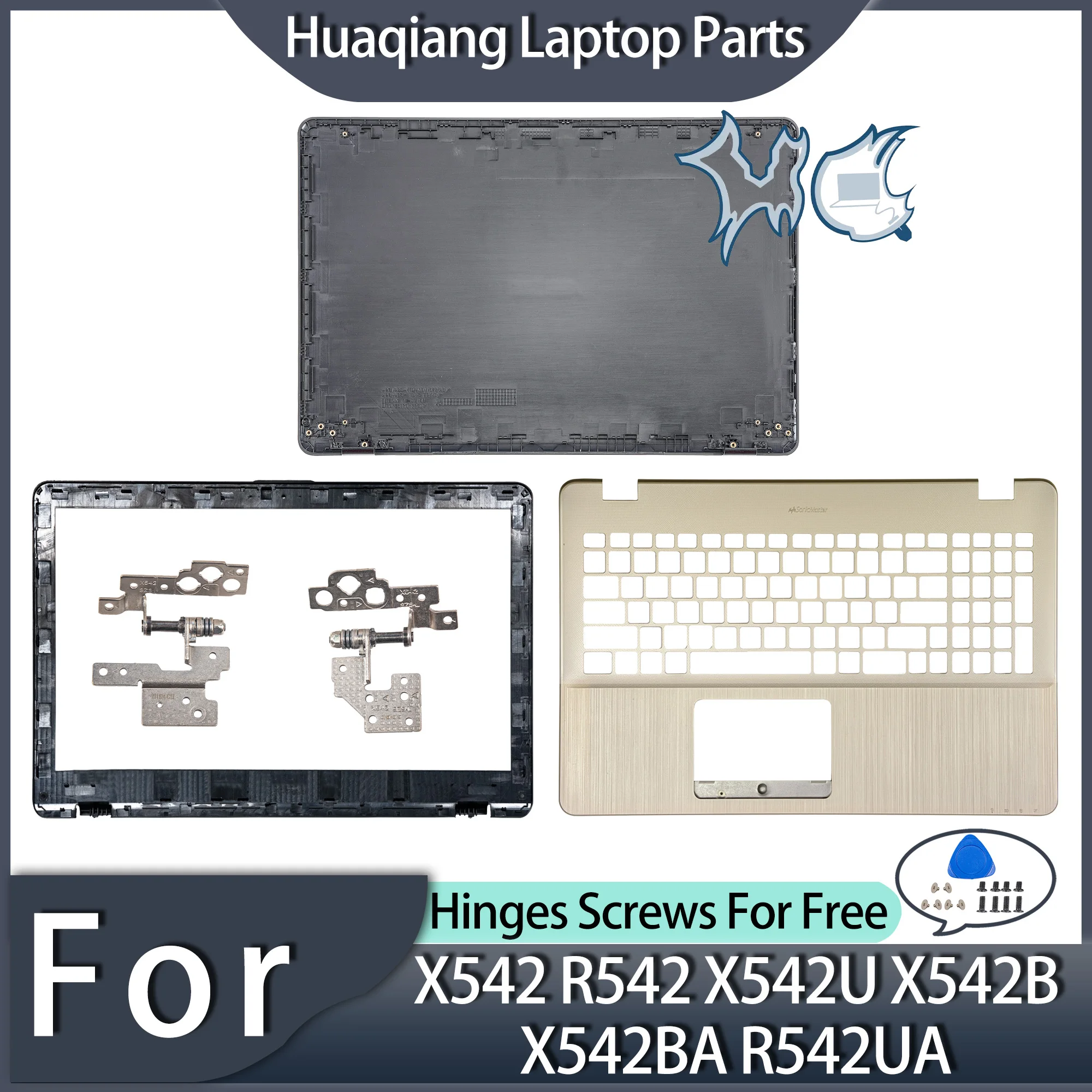 ouro tampa traseira para laptop moldura frontal palmrest caixa inferior substituir o ouro x542 x542u x542b x542ba r542ua novo 01