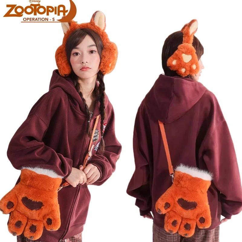 

Zootopia плюшевая сумка для перчаток с рисунком Nick Wilde, сумка через плечо, большая вместительная портативная сумка для хранения, праздничный подарок, повседневная мода