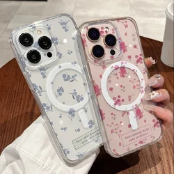 Y2K Floral Flower Case For Samsung Galaxy S23 S24 S25 Ultra S22 Plus FE Z Flip 6 5 4 3 cover Magnetic Wireless Charge Magsafe