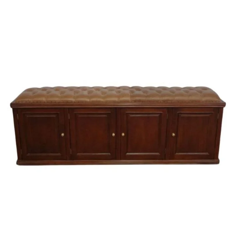 Wooden shoe cabinet ottoman tufted storage stool upholstered storage stool
