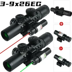 Mira telescópica ajustable para exteriores, accesorio óptico táctico para Rifle de reflejo, Airsoft, caza, tiro, 20mm, 3-9X26EG, rojo/verde