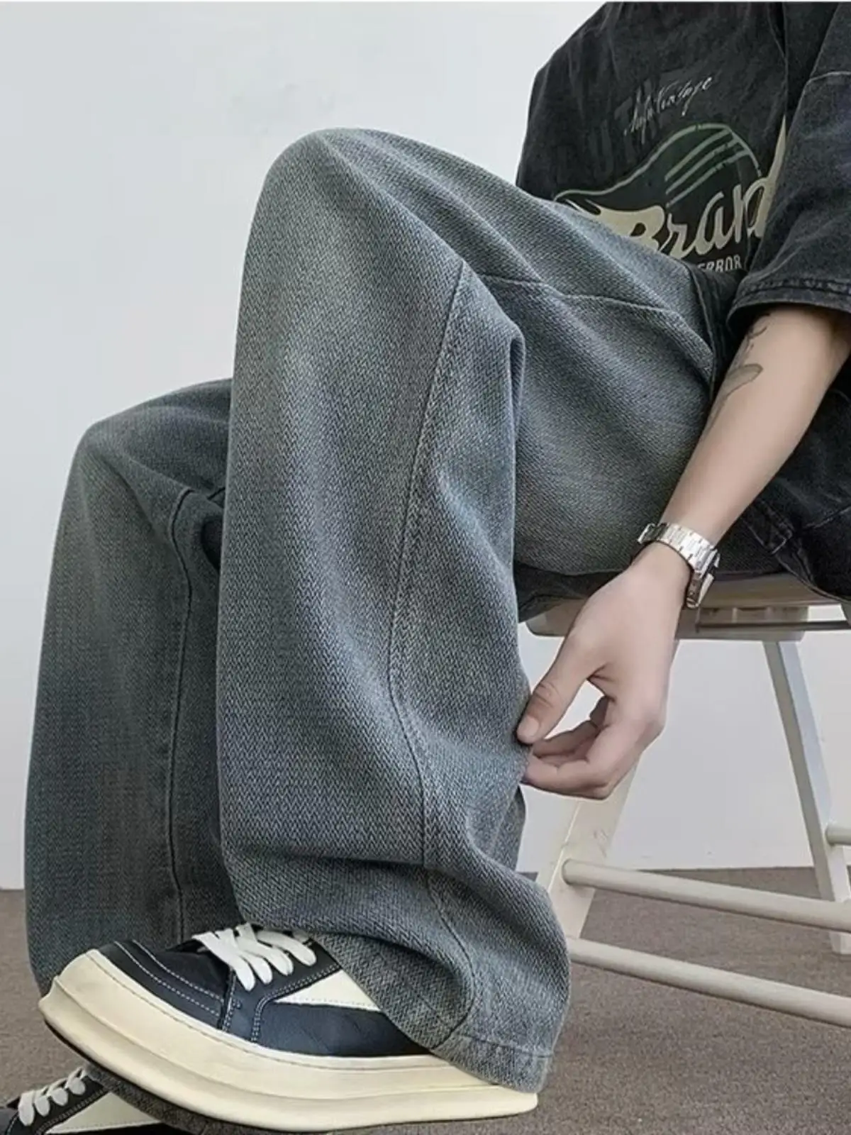 

Men's Casual Straight Leg Jeans Large Size 300 Pounds Washed American Style High Street Vibe Autumn Winter Denim Pants