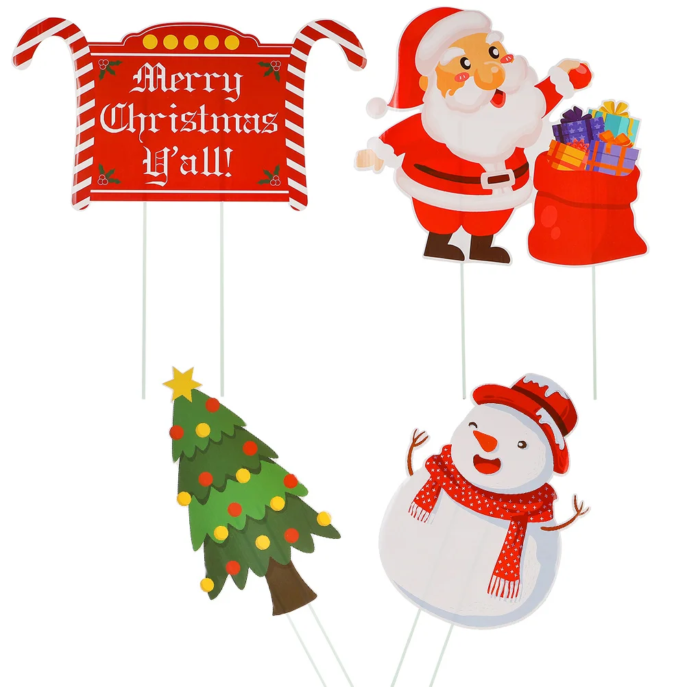 

Decors Garden Card Christmas Sign Decorative Stakes Signs Plastic Outdoor Decorations