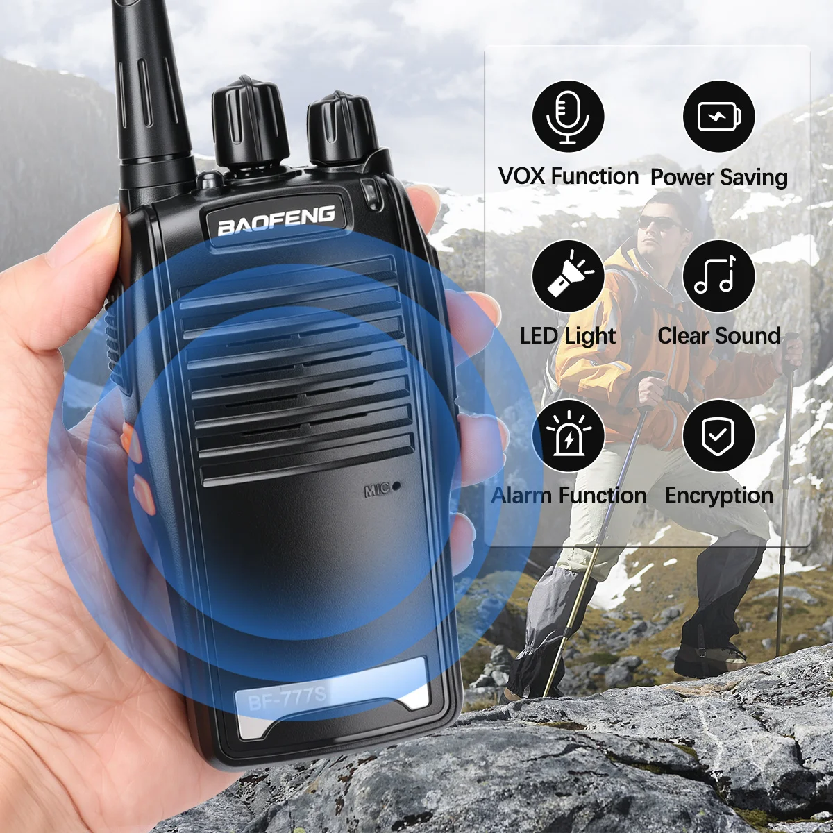 Baofeng BF-777S Walkie Talkie 5W VOX UHF 400-470MHz 16CH 1500mAh Lithium Battery Long Range Two Way Radio for Construction Hotel