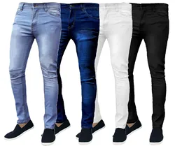 Retro Stretch Jeans Man Pants Washing Zipper Casual Slim Fit Trousers Male Plus Size Pencil Pants Denim Skinny Jeans for Men