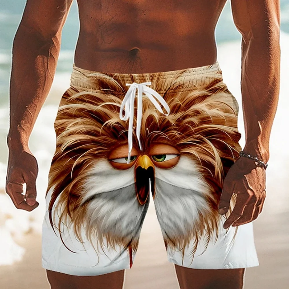 

Забавные мужские пляжные шорты с 3D-принтом животных (утка, коза, кошка), быстросохнущие, с эластичным поясом на шнурке, спортивные шорты с мультяшным рисунком
