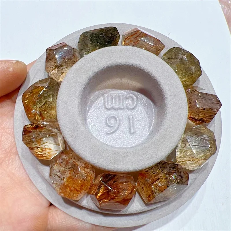 4PCS Natural Freefom Black And Gold Rutilated Quartz Sphere Quartz DIY Bracelet Spiritual Prayer Meditation Crystal Stone16-19MM