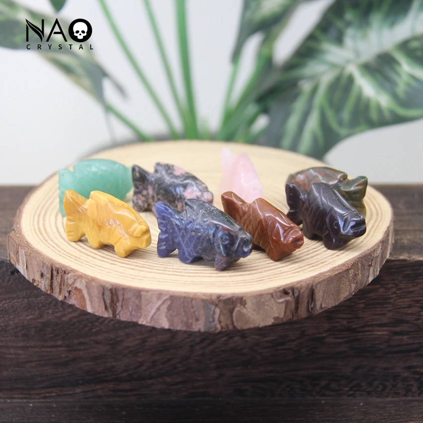 

1.2" Mini Fish Statue Home Decoration Carved Gemstone Reiki Healing Crystal Figurine Crafts Rose Quartz Small Animal Kid Gifts