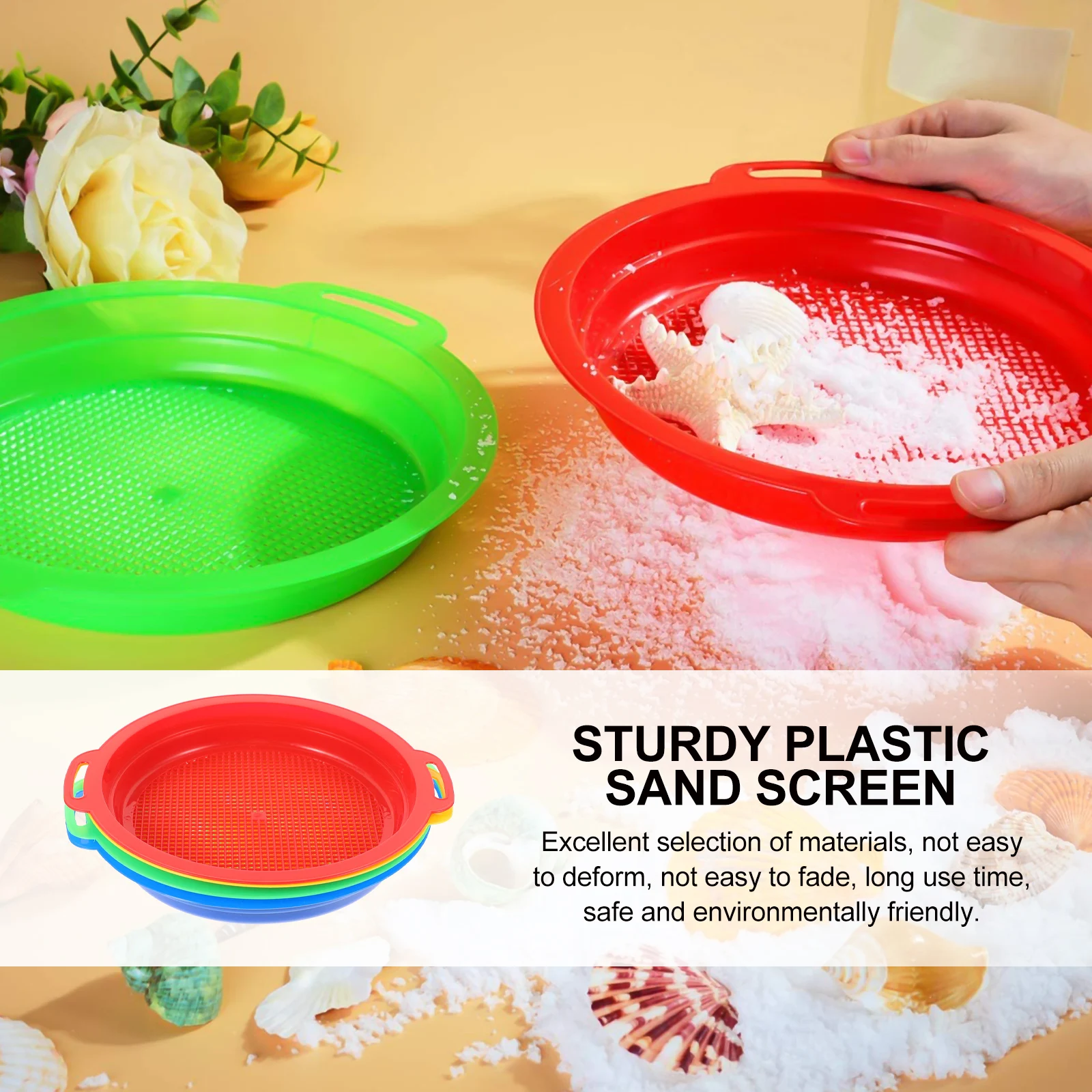 4Pcs Colorful Garden Sieves Durable Soil Sifters Portable Plastic Mesh Riddles Gardening Tools