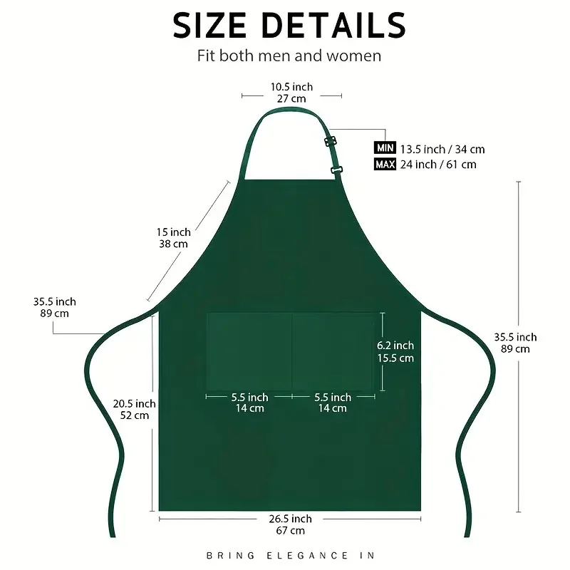 1PC Plus Size Aprons with Pocket Kitchen Cooking Bib with Adjustable Neck Strap Water and Oil Resistant Chef Apron for Men Women