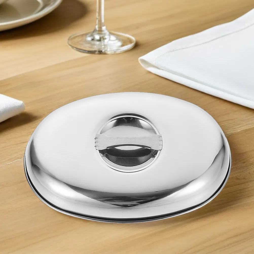 2Pcs Stainless Steel Oval Steak Dome Cover Food Warmer Lid Temperature Retention Butter Dome Cloche for Griddle Outdoor Picnic