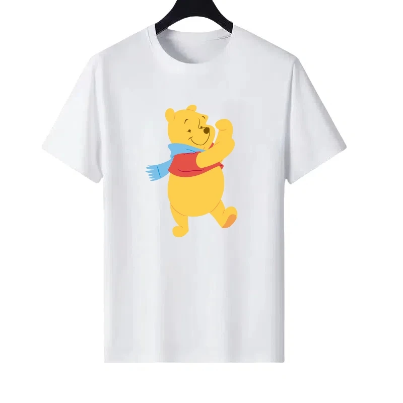 Disney Pooh Bär Muster Frau Cartoon Eltern-kind-Kleidung Rundhals Tops Damen Günstige Kurzen Ärmeln T-Shirt Männer Sweatshirts