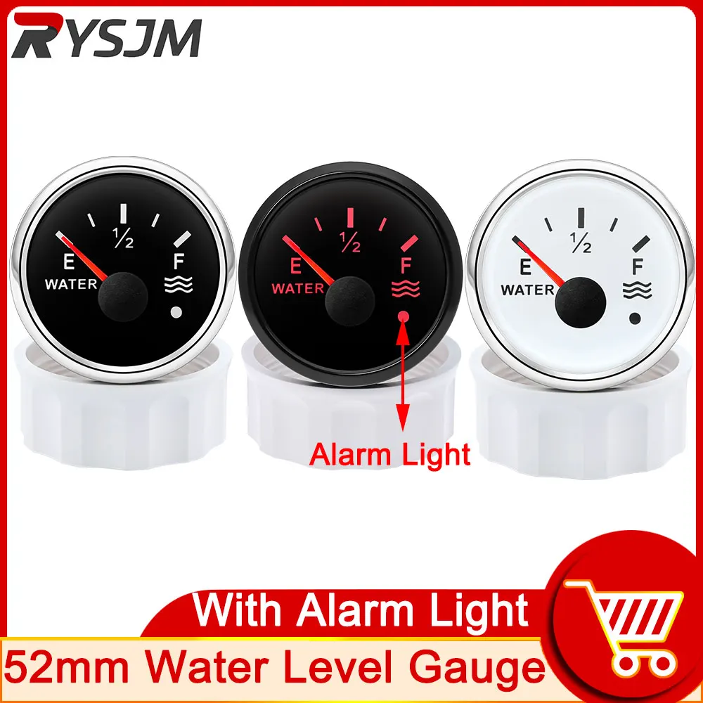 HD with Alarm Water Level Gauge 52mm Water Tank Level Indicator with Red Backlight 0-190 Ohm 240-33ohm Boat Motorcycle Meter