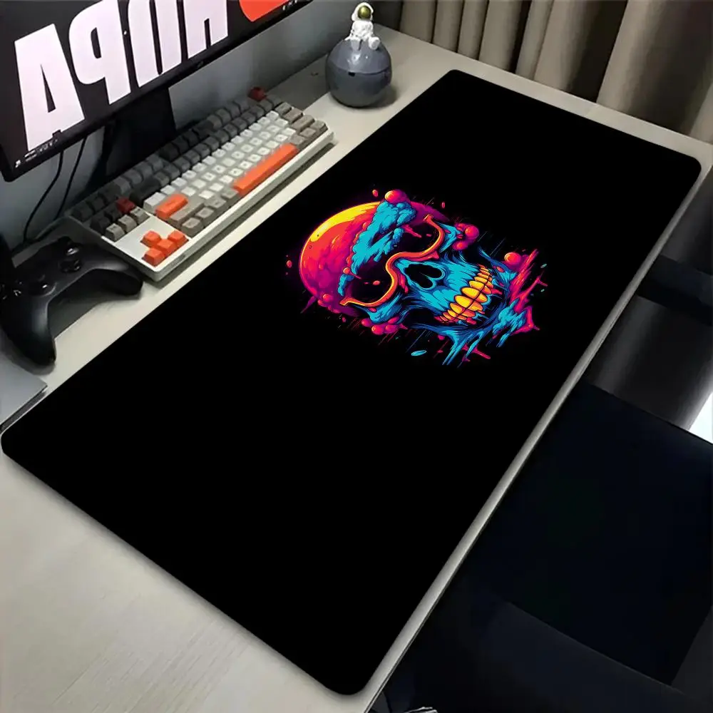 XXL Colorful Skull Pattern Mouse Pad, Non-Slip Rubber Desk Mat, Multi-Functional Gaming Mouse Pad, Suitable for Office Computers