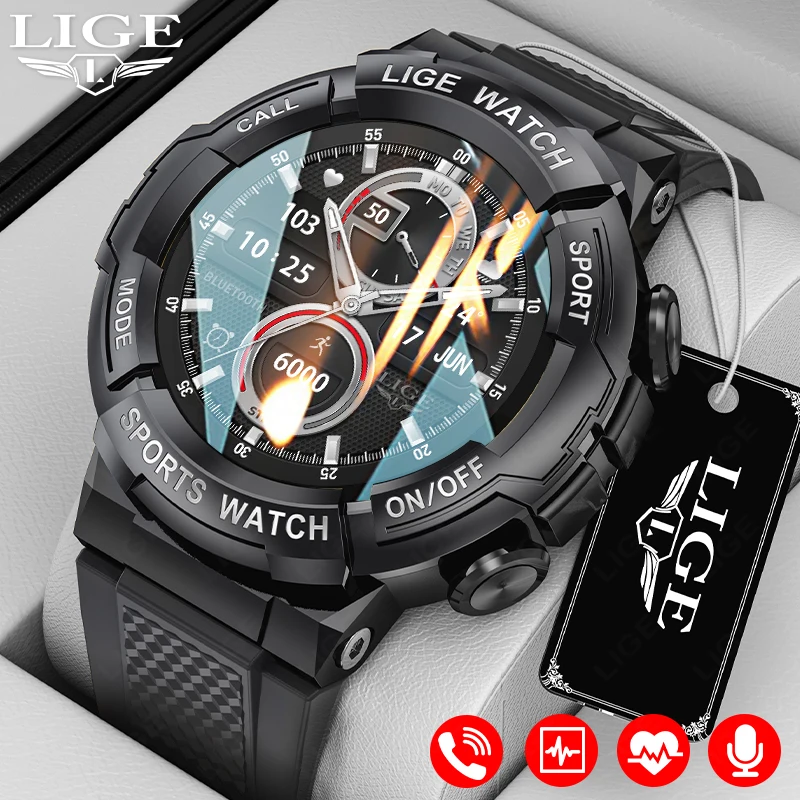 

LIGE ECG Smartwatch Men Bluetooth Calling Siri Voice Assistant Bracelet Outdoors Sports Fitness Watch Waterproof Smart Watch Man